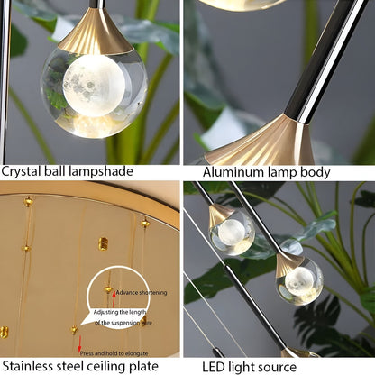 Peillon | Gold Crystal Raindrop Glass Ball Chandelier, 21 Heads, Cool LightBy Miron Demid LLC