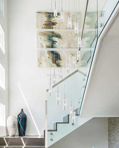 Cannes | Staircase Pendant Crystal Long Light Fixture, 30 LightsBy Miron Demid LLC