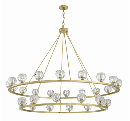 Aragon 30-Light Soft Brass Chandelier, Faceted Cut CrystalBy Crystorama Lighting