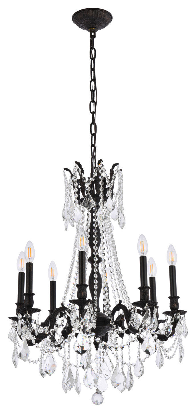 Elegant Lighting 9208D24/RC Rosalia 8 Light 24"W Crystal - French GoldBy Elegant Furniture & Lighting