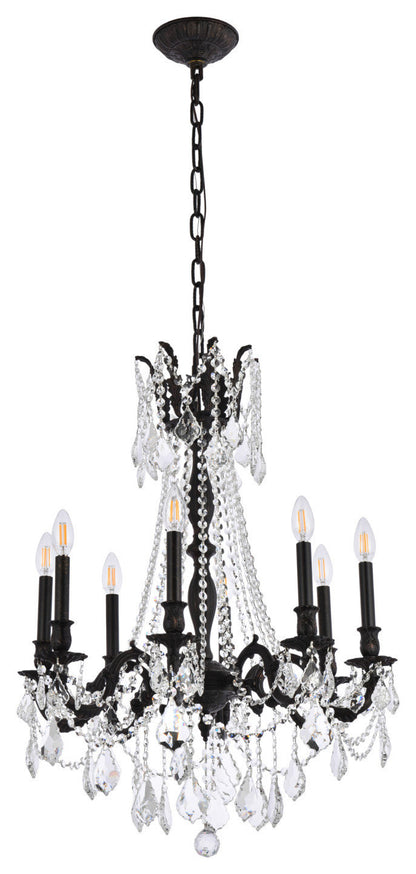 Elegant Lighting 9208D24/RC Rosalia 8 Light 24"W Crystal - French GoldBy Elegant Furniture & Lighting