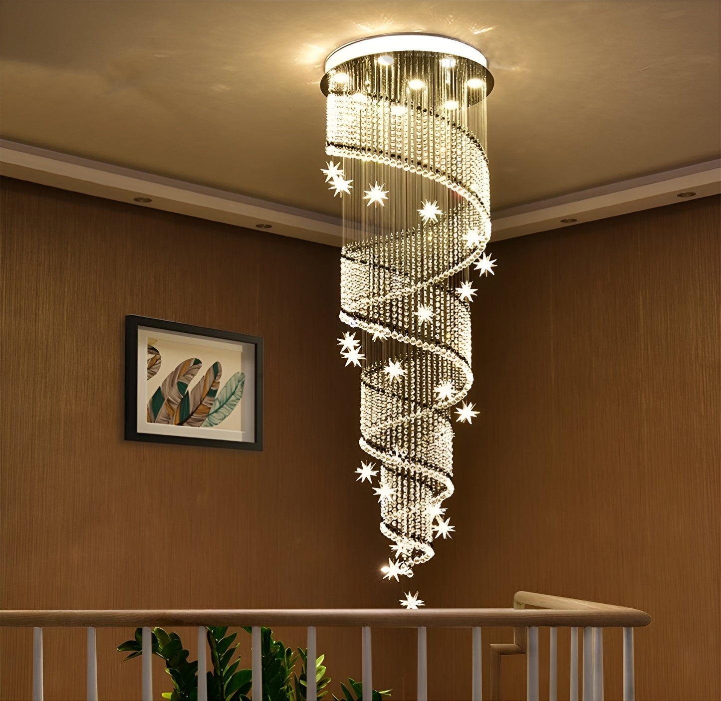 Revest-les-Roches | Meteor Star Crystal Spiral Ceiling Chandelier, 31.5"By Miron Demid LLC