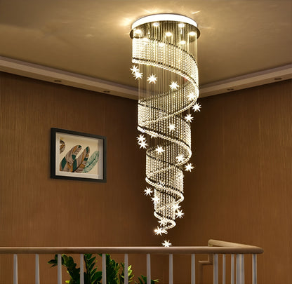 Revest-les-Roches | Meteor Star Crystal Spiral Ceiling Chandelier, 31.5"By Miron Demid LLC