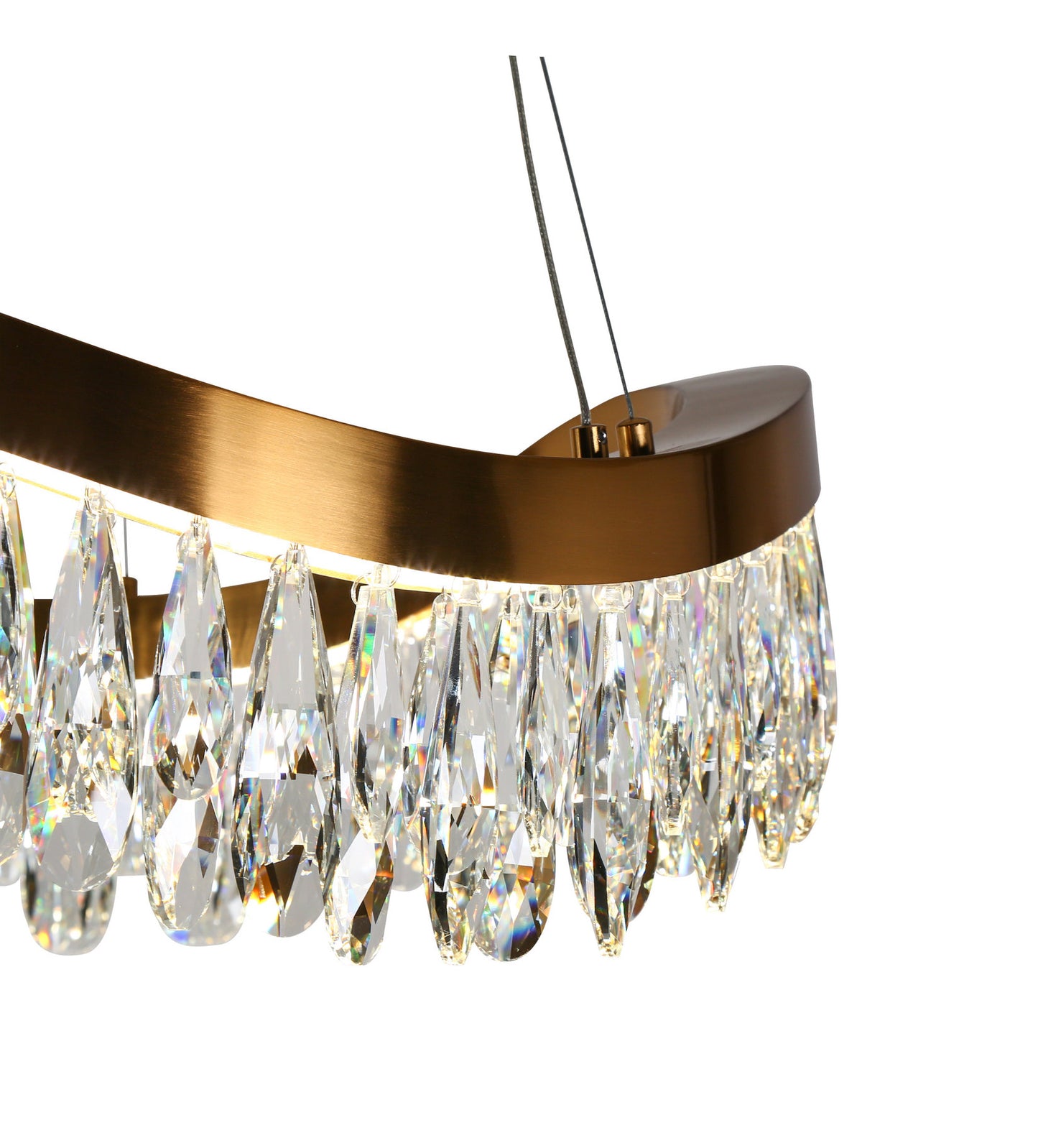 LNC Broderick 1-Light 25.6" Modern Empire Crystal LED Chandelier, BrassBy LNC