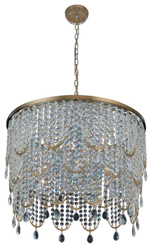 Winter Brass Seven Light Pendant from the Vezzo CollectionBy Allegri Crystal by Kalco Lighting