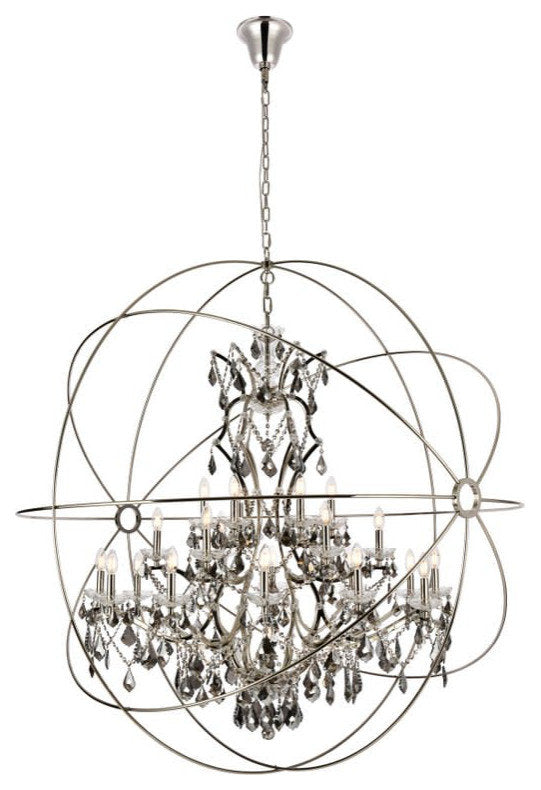 Elegant Lighting 1130G60-SS/RC Geneva 25 Light 60"W Crystal - Dark BronzeBy Elegant Furniture & Lighting