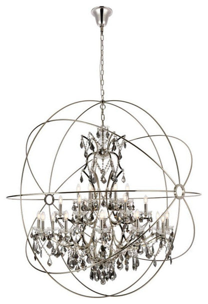 Elegant Lighting 1130G60-SS/RC Geneva 25 Light 60"W Crystal - Dark BronzeBy Elegant Furniture & Lighting