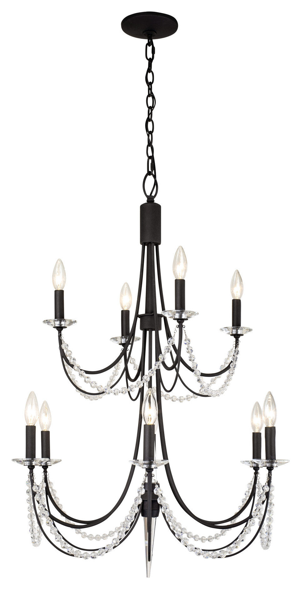 .-     Brentwood 10-Lt 2-Tier Chandelier - Carbon BlackBy Varaluz