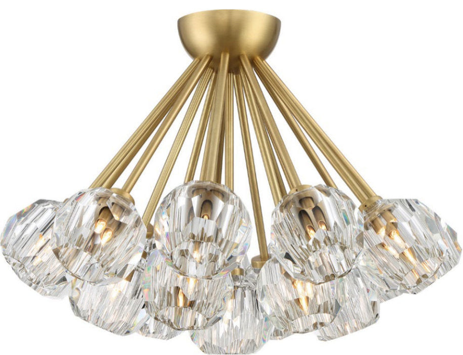 Parisian Flush Mount - Aged Brass with Crystal, LargeBy ZEEV LIGHTING