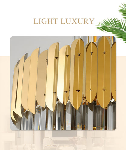 Trinite | Exclusive Long Gold Modern Crystal Chandelier, 23.6By Miron Demid LLC