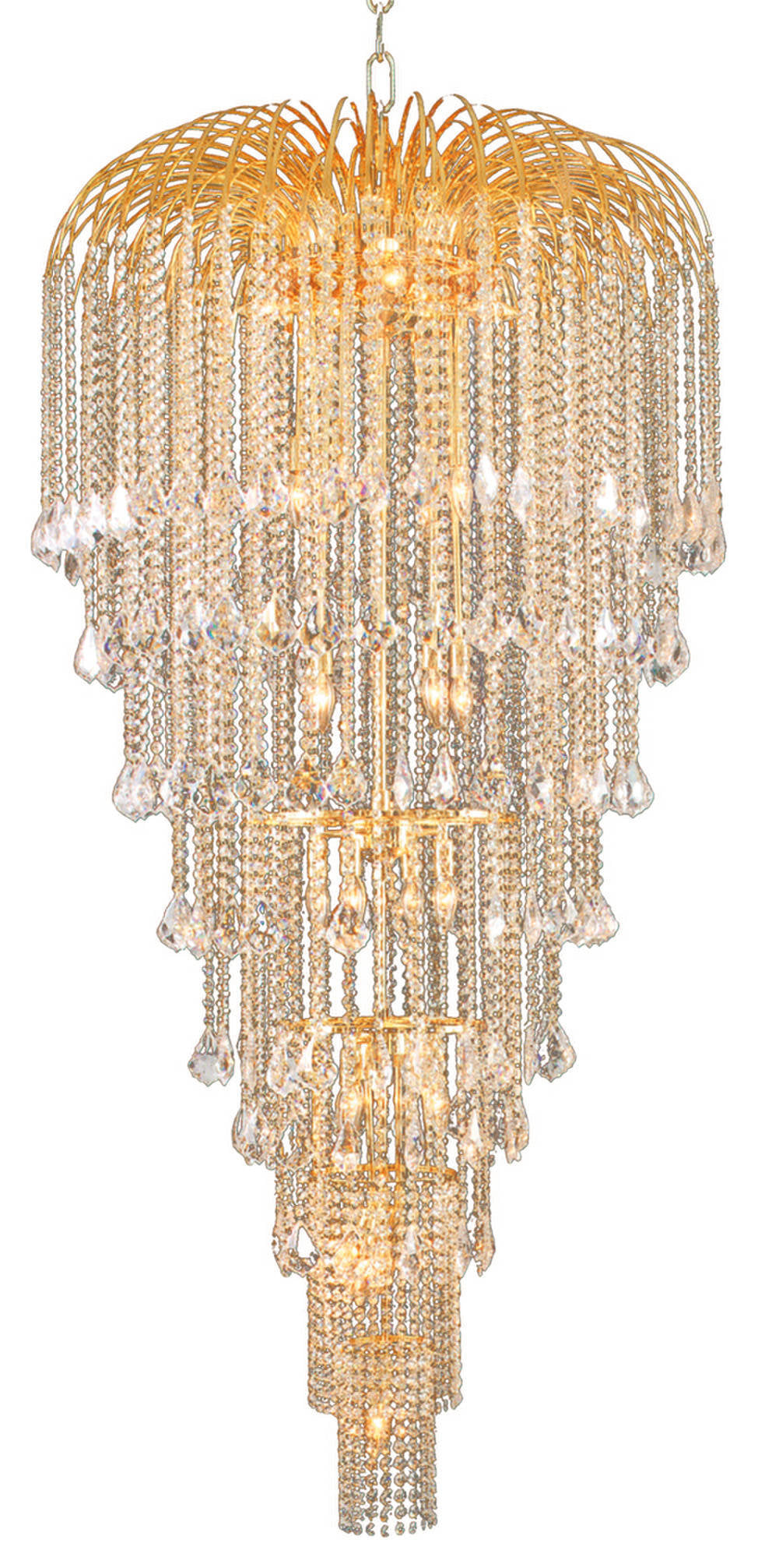 Artistry Lighting Falls Collection Hanging Crystal Chandelier 36x70, GoldBy Artistry Lighting