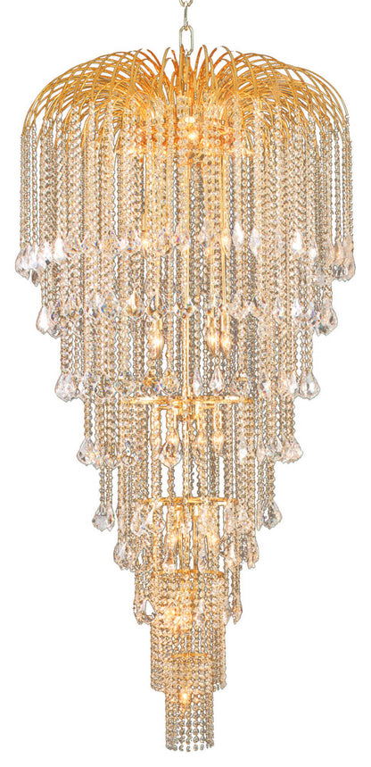 Artistry Lighting Falls Collection Hanging Crystal Chandelier 36x70, GoldBy Artistry Lighting