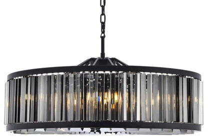 Elegant 1203G43MB-SS/RC Chelsea 10-Light Matte Black Chandelier Silver ShadeBy Elegant Furniture & Lighting