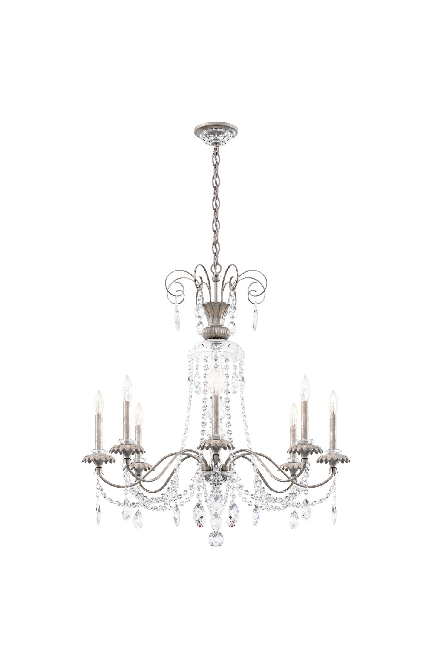 Schonbek At1008N-48H 8 Light Crystal Chandelier, Antique SilverBy Schonbek