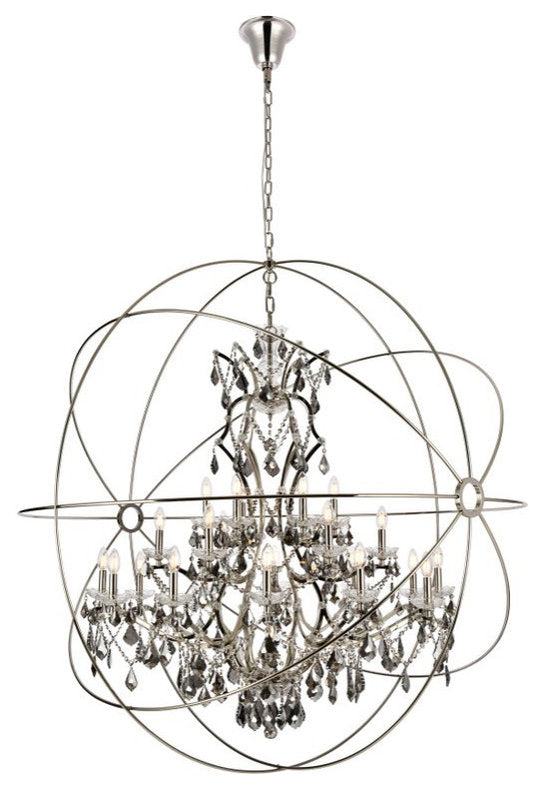 Elegant 1130G60PN-SS/RC Geneva 25-Light Polished Nickel Chandelier Silver ShadeBy Elegant Furniture & Lighting
