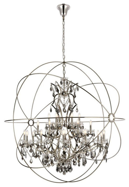 Elegant 1130G60PN-SS/RC Geneva 25-Light Polished Nickel Chandelier Silver ShadeBy Elegant Furniture & Lighting