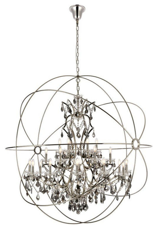 Elegant 1130G60PN-SS/RC Geneva 25-Light Polished Nickel Chandelier Silver ShadeBy Elegant Furniture & Lighting