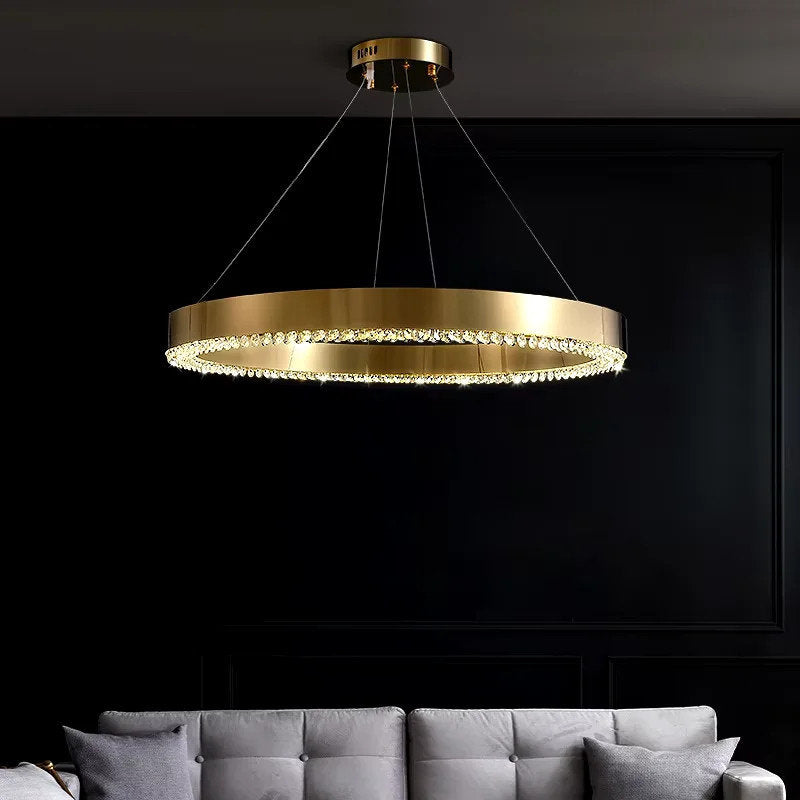 Morges | Gold Crystal Round Chandelier, 31.5*23.6"By Miron Demid LLC