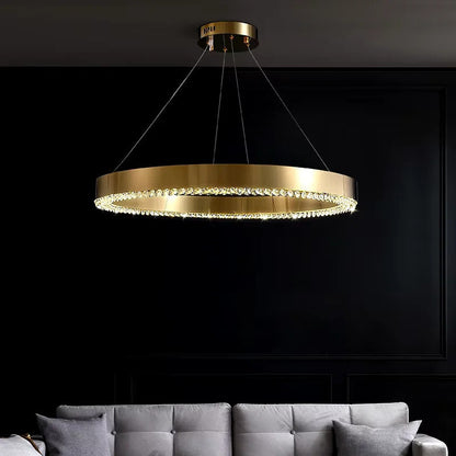 Morges | Gold Crystal Round Chandelier, 31.5*23.6"By Miron Demid LLC