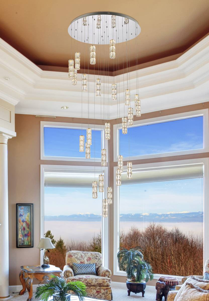 Elegant Lighting Polaris 42" Led Chandelier in ChromeBy Elegant Furniture & Lighting