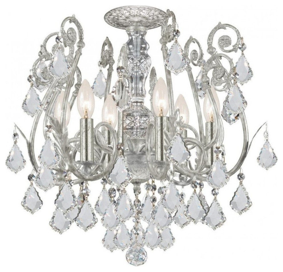 Regis 6 Light Clear Spectra Crystal Silver Semi-FlushBy Crystorama Lighting