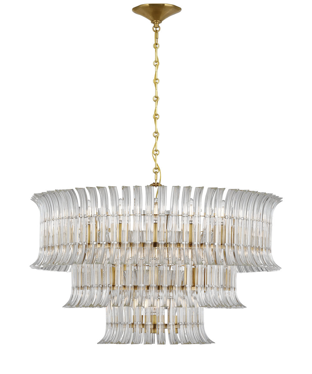 AERIN Rhine 34" Three Tier Chandelier with Crystal