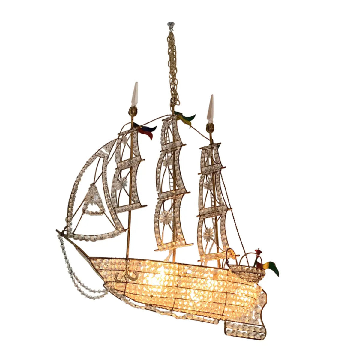Akari Crystal Boat Chandelier 34"
