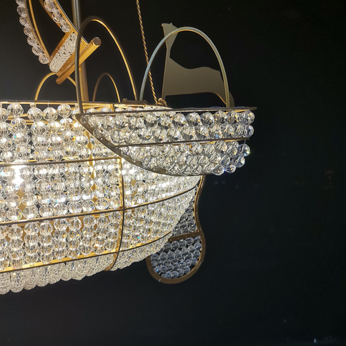 Akari Crystal Boat Chandelier 34"