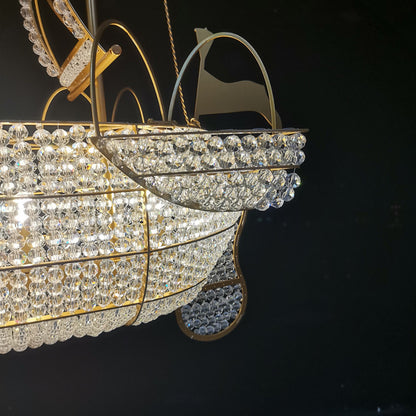 Akari Crystal Boat Chandelier 34"