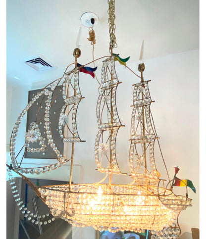 Akari Crystal Boat Chandelier 34"