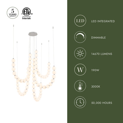 Akoya 80 Light Silver dimmable LED Chandelier