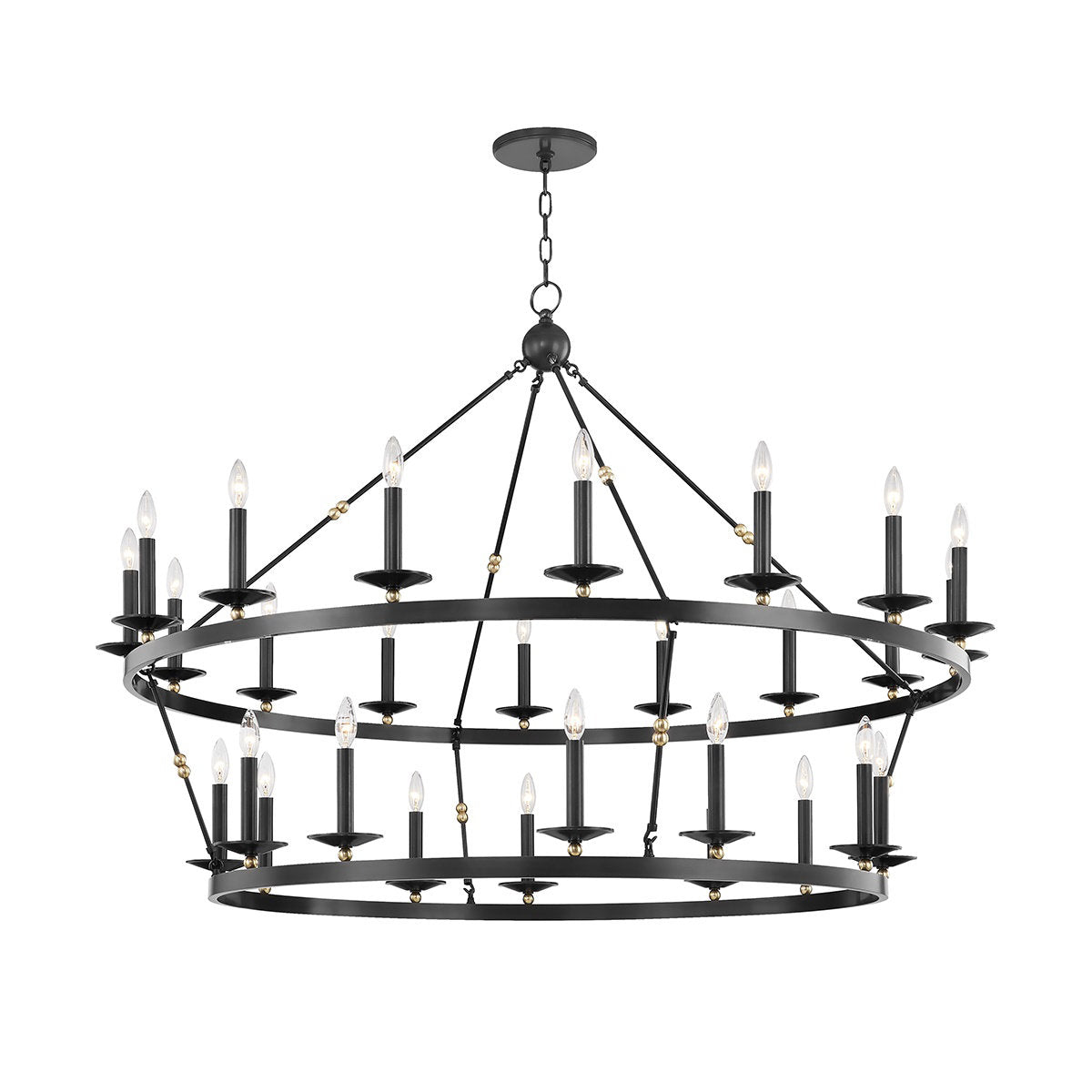 Allendale 28 - Light Candle Style Wagon Wheel Chandelier