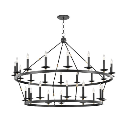 Allendale 28 - Light Candle Style Wagon Wheel Chandelier