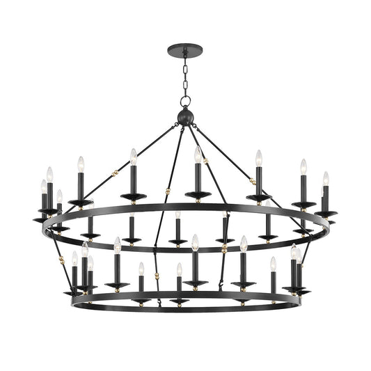 Allendale 28 - Light Candle Style Wagon Wheel Chandelier