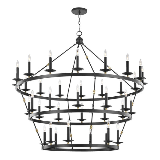 Allendale 36 - Light Candle Style Wagon Wheel Chandelier
