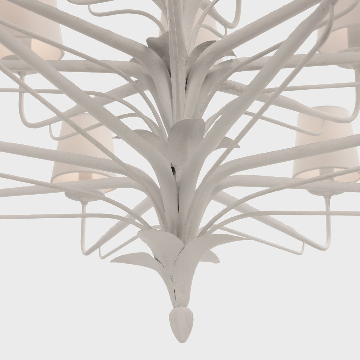 Amalfi 50" Three-Tiered Chandelier in Plaster White with Linen Shades