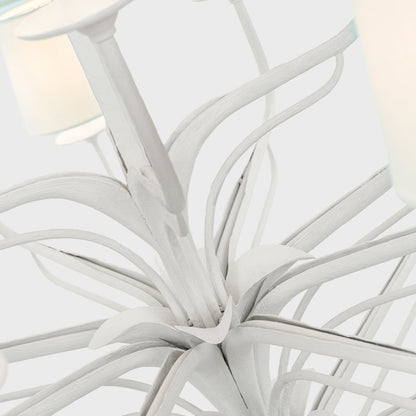 Amalfi 50" Three-Tiered Chandelier in Plaster White with Linen Shades