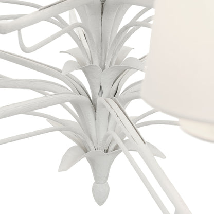 Amalfi 50" Three-Tiered Chandelier in Plaster White with Linen Shades