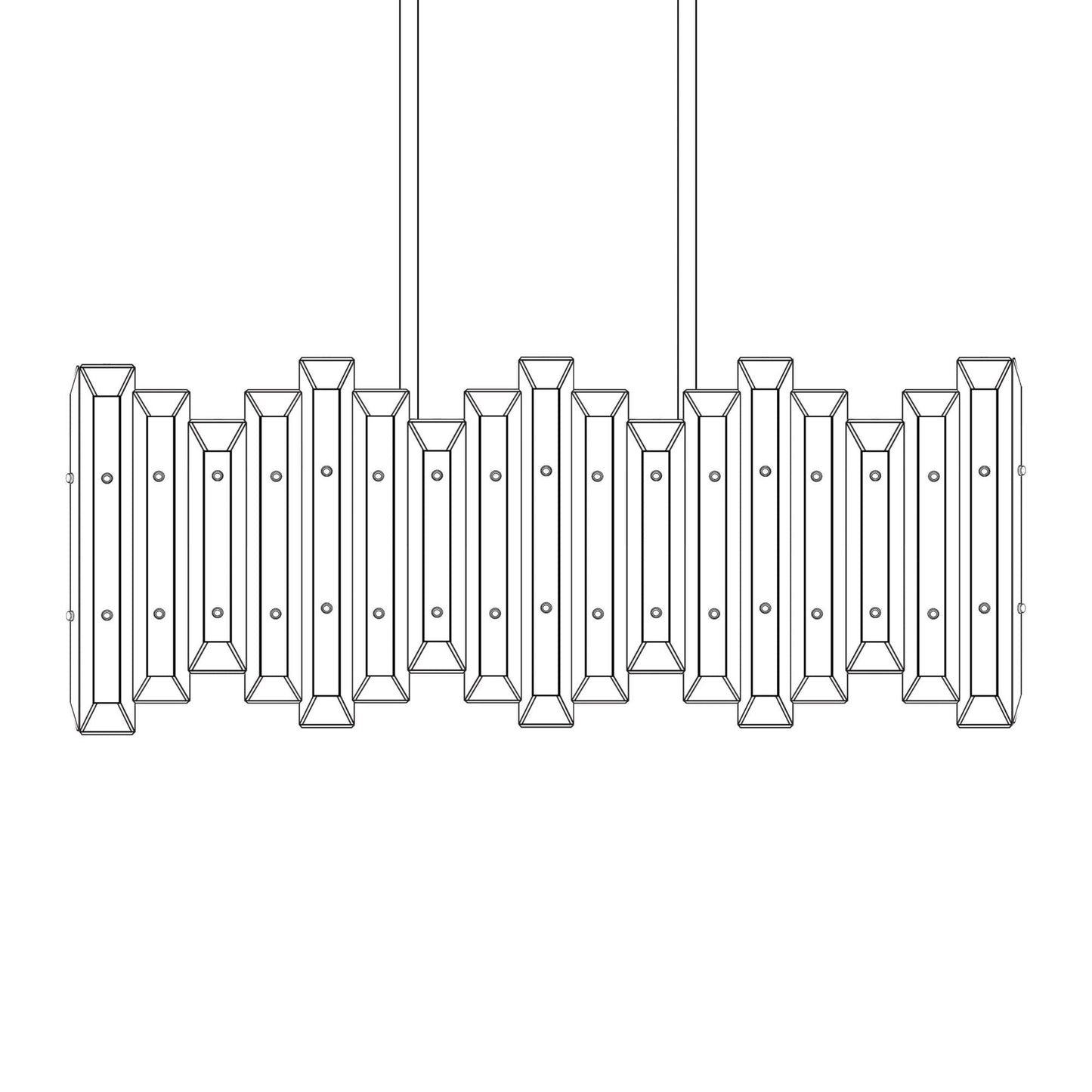 American Brass And Crystal Alabaster Prism Linear 30 Inch 6 Light Linear Suspension Light Cp474048
