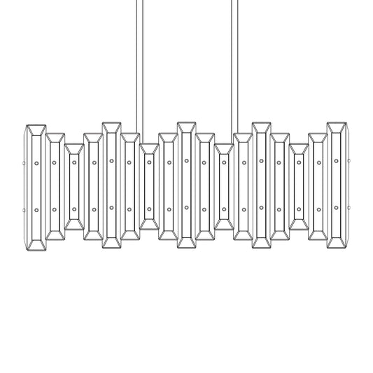 American Brass And Crystal Alabaster Prism Linear 30 Inch 6 Light Linear Suspension Light Cp474048