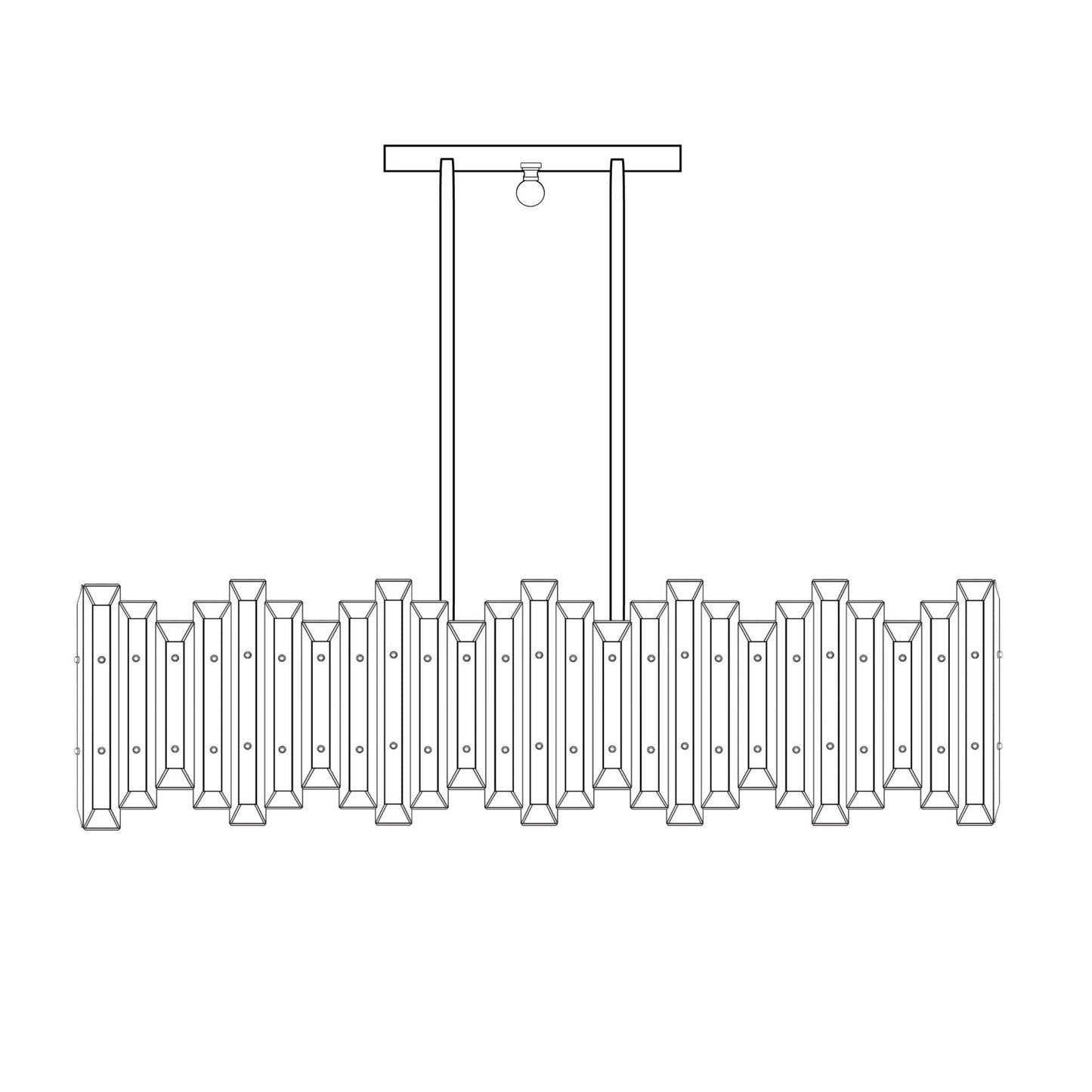 American Brass And Crystal Alabaster Prism Linear 43 Inch 8 Light Linear Suspension Light Cp474049