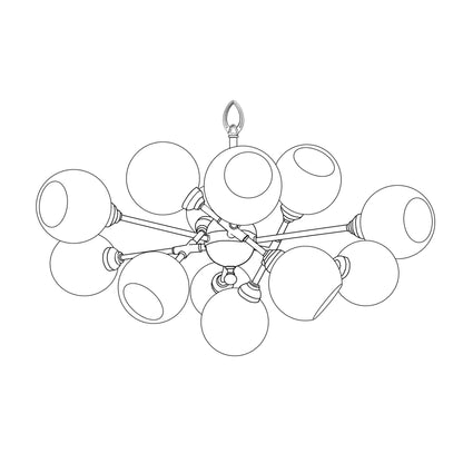 American Brass And Crystal Alabaster Globes 12 Light Chandelier Cp474057
