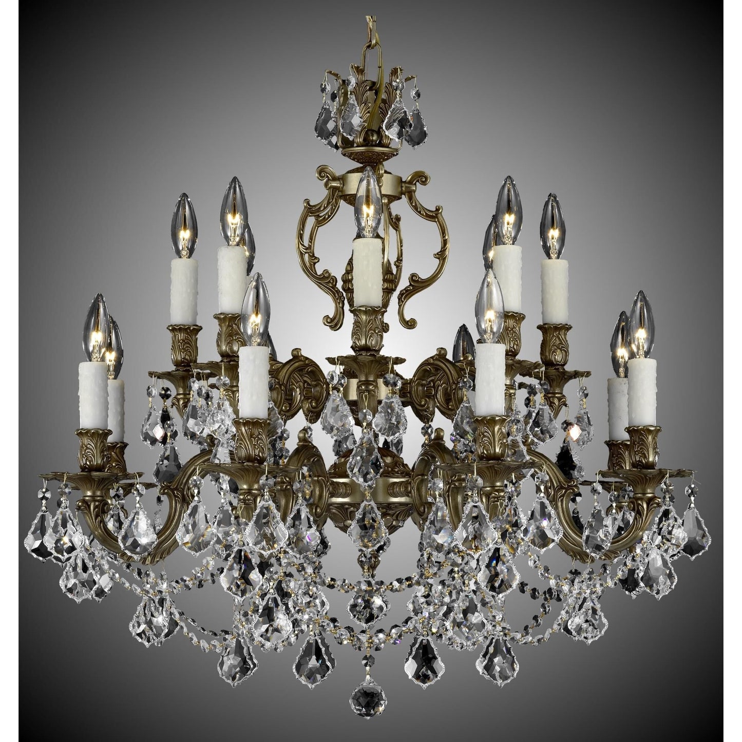 American Brass And Crystal Rosetta 16 Light Chandelier Cp131041