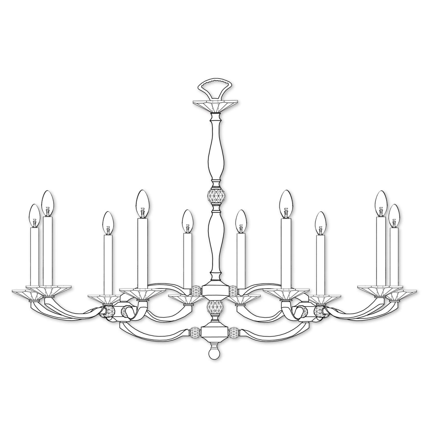 American Brass And Crystal Kensington 19 Inch 10 Light Linear Suspension Light Cp270691