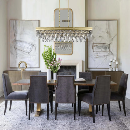 American Brass And Crystal Valencia Modern 54 Inch 12 Light Linear Suspension Light Cp791758