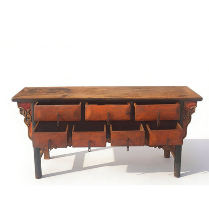 Antique Chinese 72" Long Apothecary Cabinet