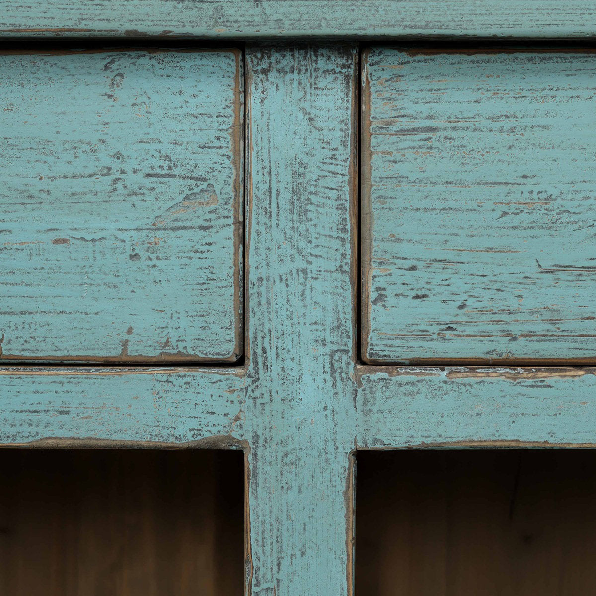 Approx. 91 Inches Wide  Counter Table with Three Drawers Distressed Blue