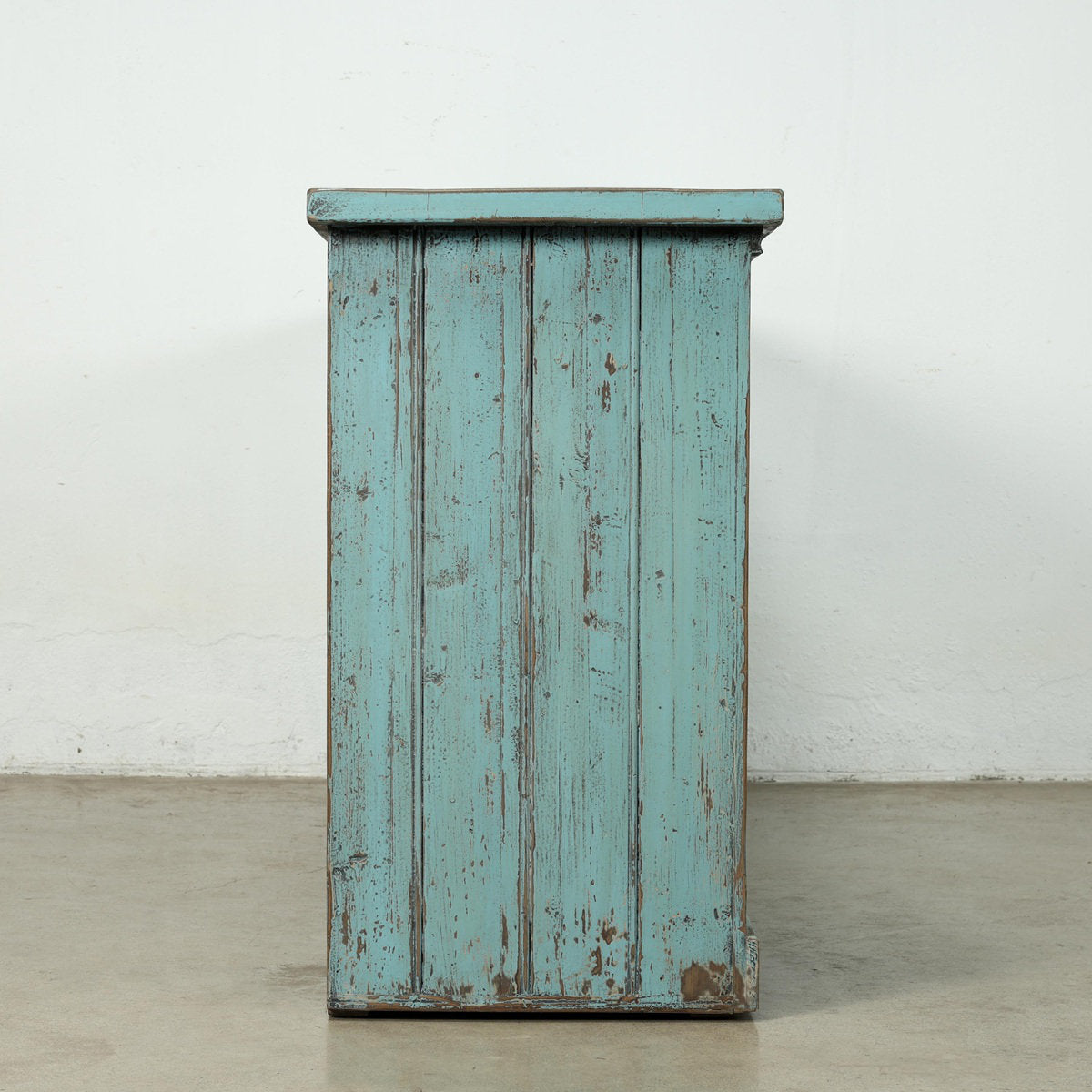Approx. 91 Inches Wide  Counter Table with Three Drawers Distressed Blue