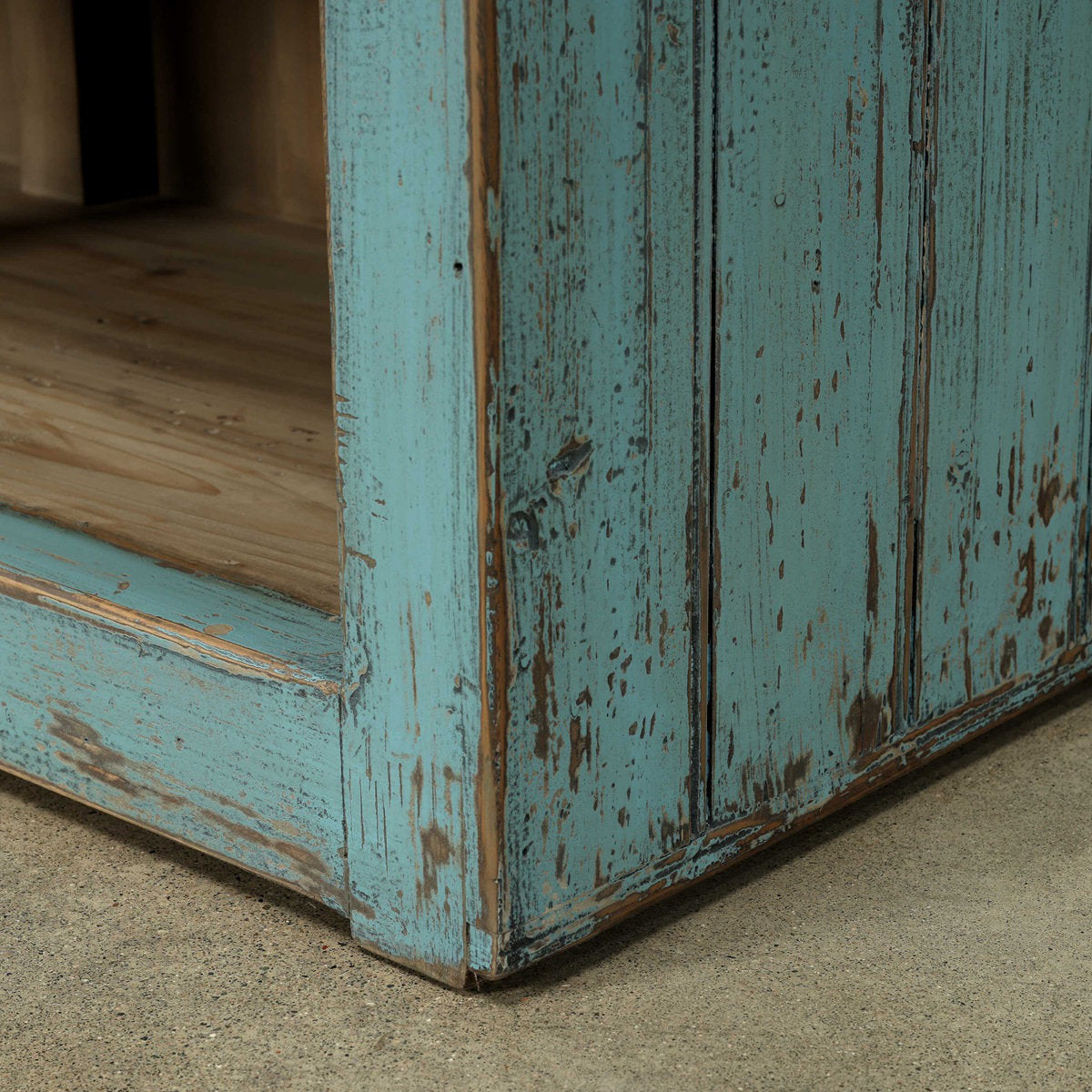 Approx. 91 Inches Wide  Counter Table with Three Drawers Distressed Blue