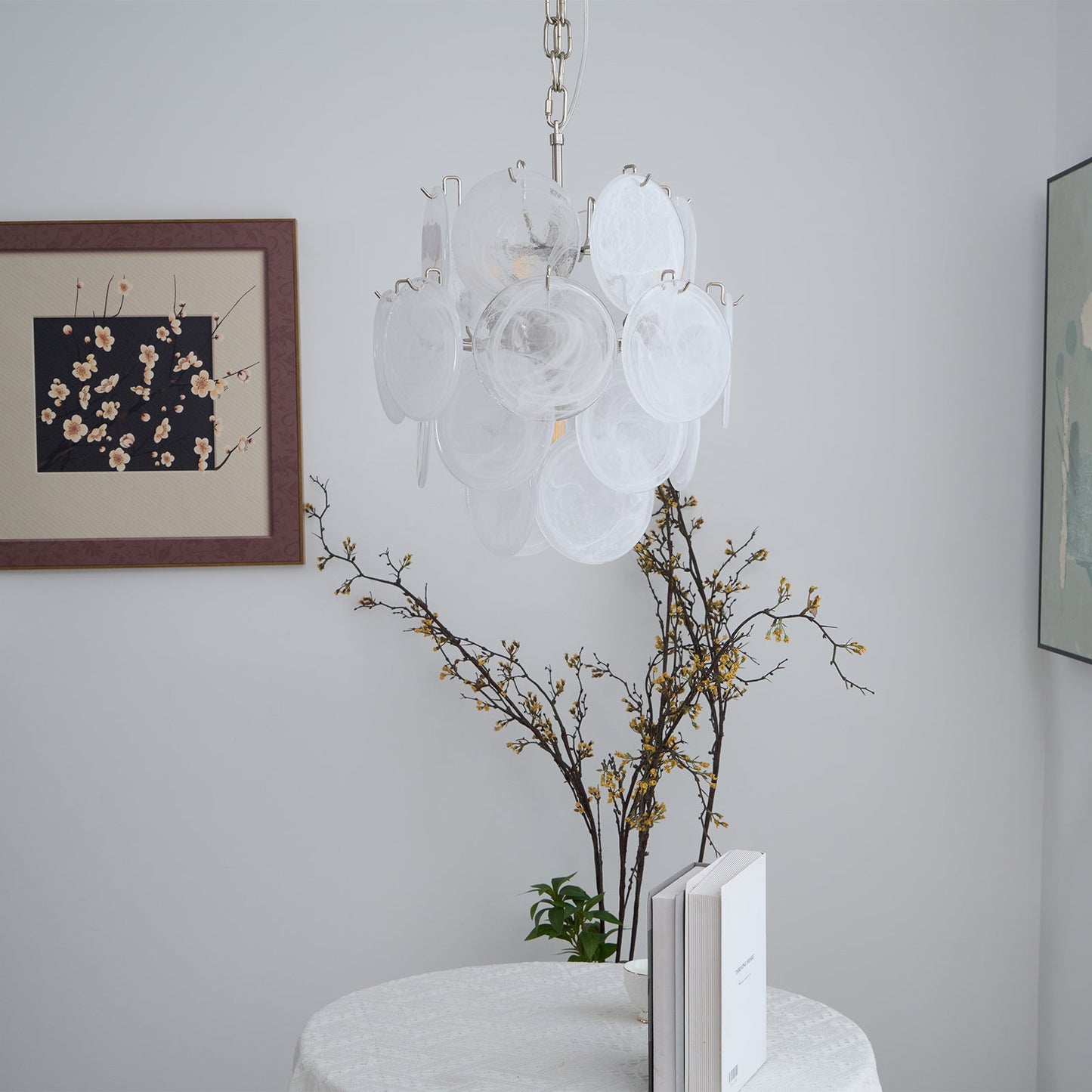 Aqua White Glass Chandelier